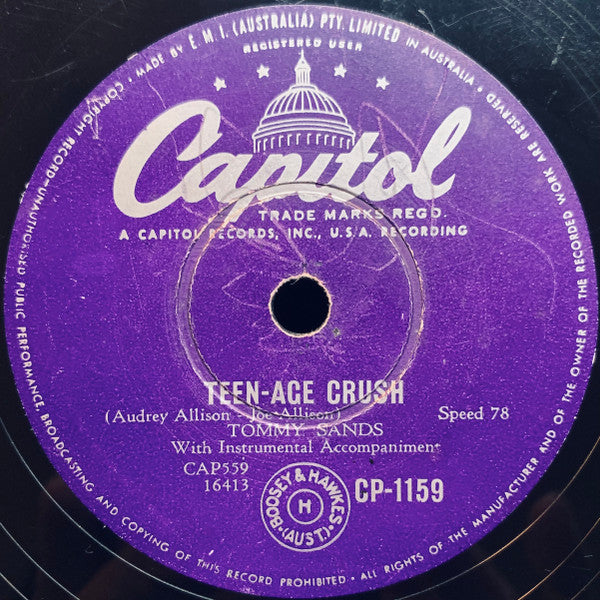 Tommy Sands : Teen-Age Crush / Hep Dee Hootie (Shellac, 10")