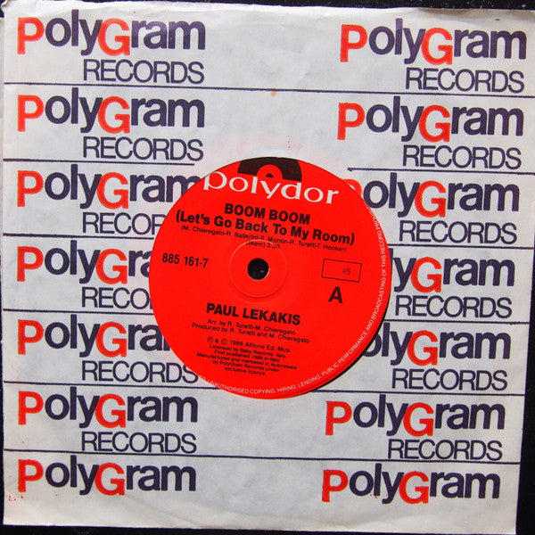 Paul Lekakis : Boom Boom (Let's Go Back To My Room) (7", Single)