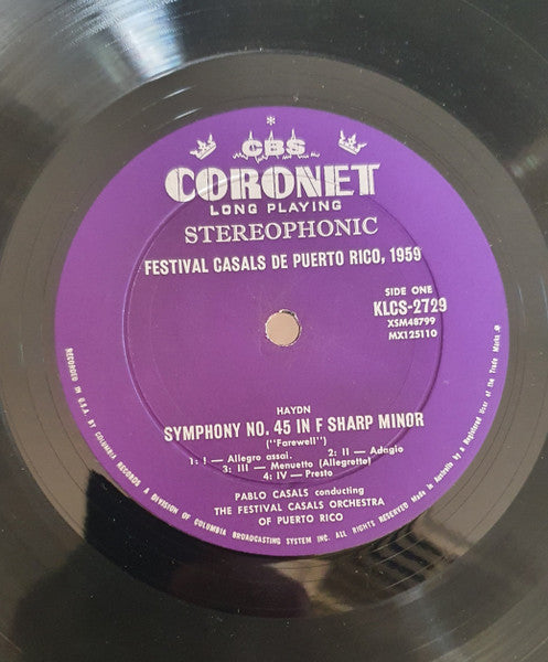 Pablo Casals Conducting The Festival Casals Orchestra Of Puerto Rico : Festival Casals de Puerto Rico 1959 (LP, Album)