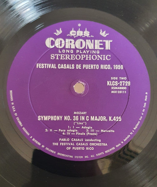 Pablo Casals Conducting The Festival Casals Orchestra Of Puerto Rico : Festival Casals de Puerto Rico 1959 (LP, Album)