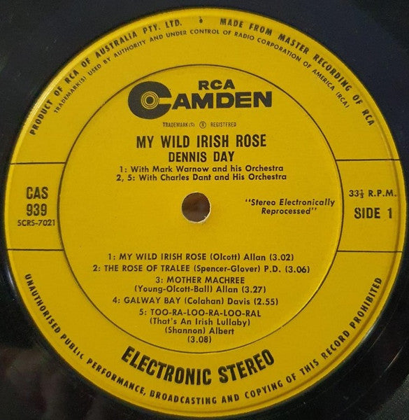 Dennis Day : My Wild Irish Rose (LP, Album, RP)