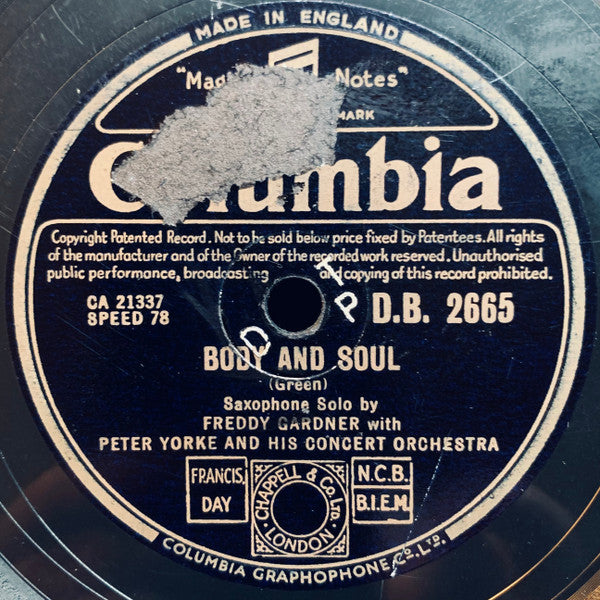 Freddy Gardner with Peter Yorke And His Concert Orchestra : Valse Vanite / Body And Soul (Shellac, 10", DTP)