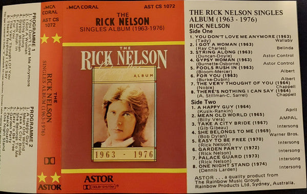 Ricky Nelson (2) : The Rick Nelson Singles Album (1963-1976) (Cass, Album, Comp)