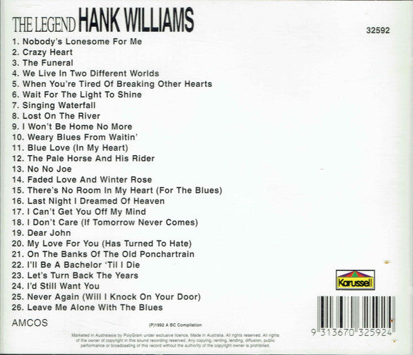Hank Williams : The Legend - Hank Williams (CD, Comp)