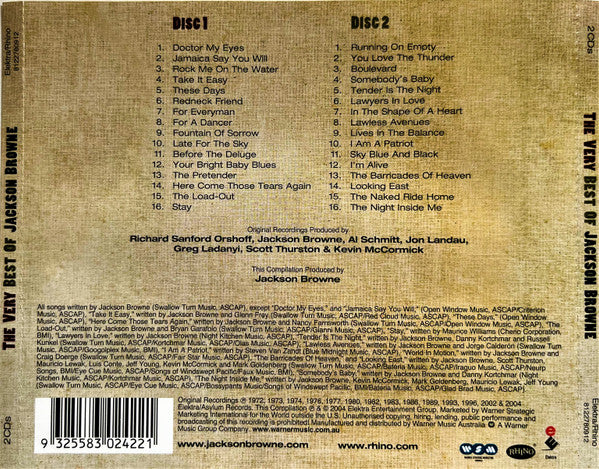 Jackson Browne : The Very Best Of Jackson Browne (2xCD, Comp, RM)