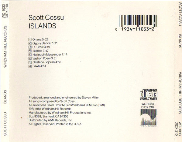 Scott Cossu : Islands (CD, Album)