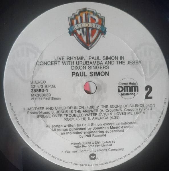 Paul Simon : Live Rhymin' (LP, Album, RE)
