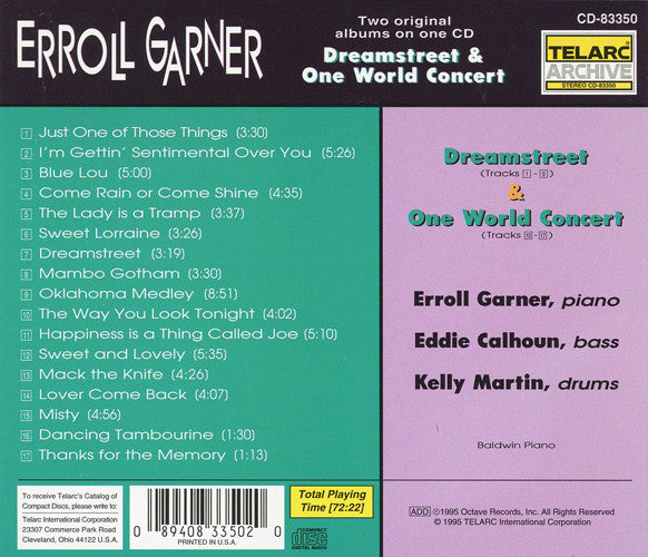 Erroll Garner : Dreamstreet & One World Concert (CD, Comp)