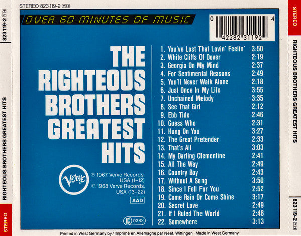 The Righteous Brothers : Greatest Hits (CD, Comp)