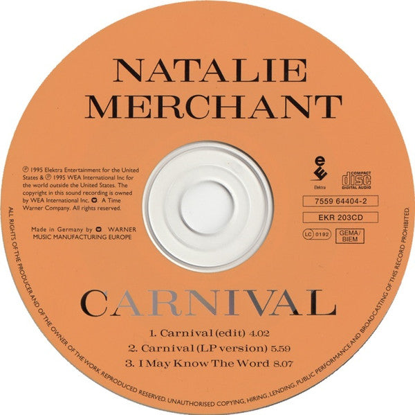 Natalie Merchant : Carnival (CD, Single)