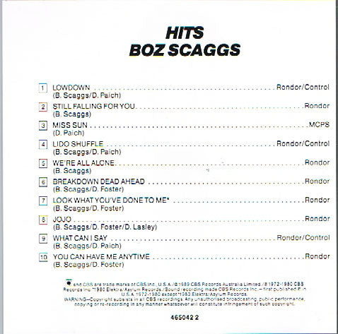 Boz Scaggs : Hits! (CD, Comp, RE)
