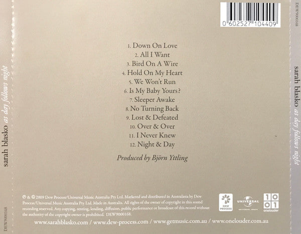 Sarah Blasko : As Day Follows Night (CD, Album)