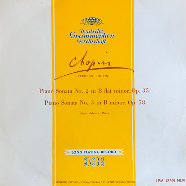 Frédéric Chopin - Stefan Askenase : Piano Sonata No. 2 In B Flat Minor Op. 35 / Piano Sonata No. 3 In B Flat Op. 58 (LP, Album, Mono)