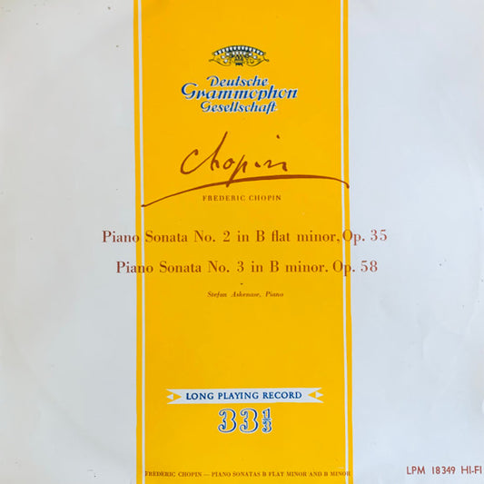 Frédéric Chopin - Stefan Askenase : Piano Sonata No. 2 In B Flat Minor Op. 35 / Piano Sonata No. 3 In B Flat Op. 58 (LP, Album, Mono)
