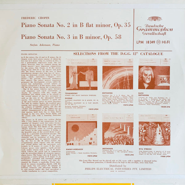 Frédéric Chopin - Stefan Askenase : Piano Sonata No. 2 In B Flat Minor Op. 35 / Piano Sonata No. 3 In B Flat Op. 58 (LP, Album, Mono)