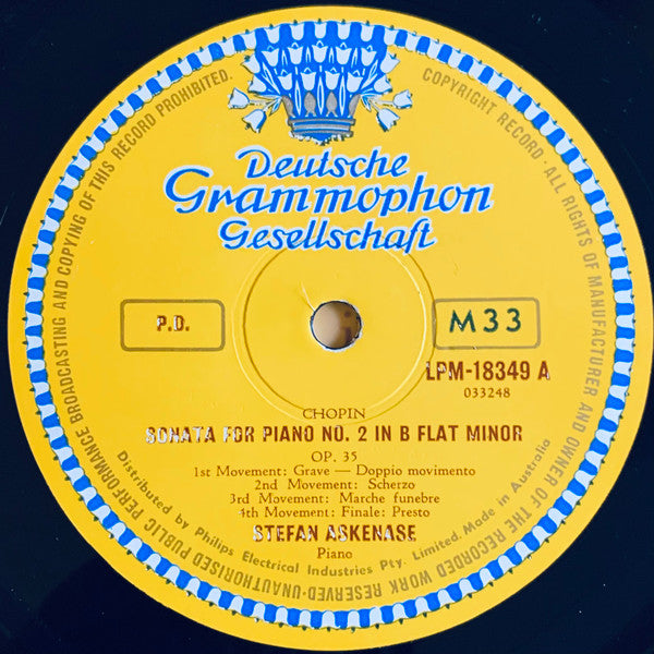 Frédéric Chopin - Stefan Askenase : Piano Sonata No. 2 In B Flat Minor Op. 35 / Piano Sonata No. 3 In B Flat Op. 58 (LP, Album, Mono)