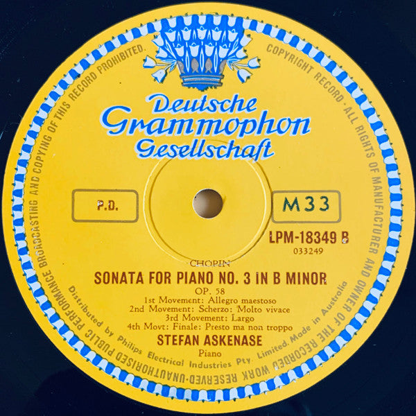 Frédéric Chopin - Stefan Askenase : Piano Sonata No. 2 In B Flat Minor Op. 35 / Piano Sonata No. 3 In B Flat Op. 58 (LP, Album, Mono)