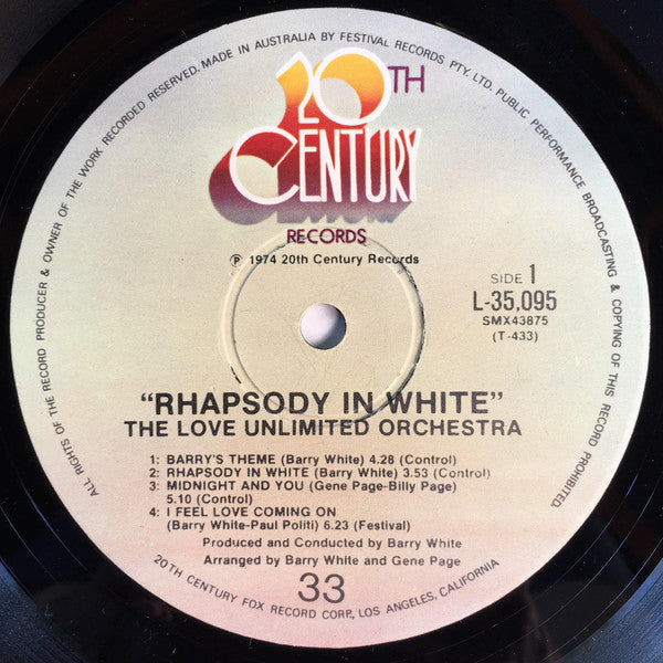 The Love Unlimited Orchestra* : Rhapsody In White (LP, Album)