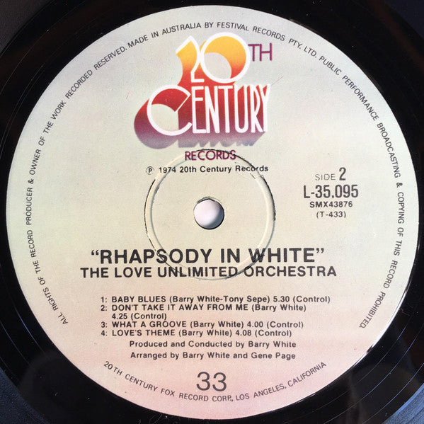 The Love Unlimited Orchestra* : Rhapsody In White (LP, Album)