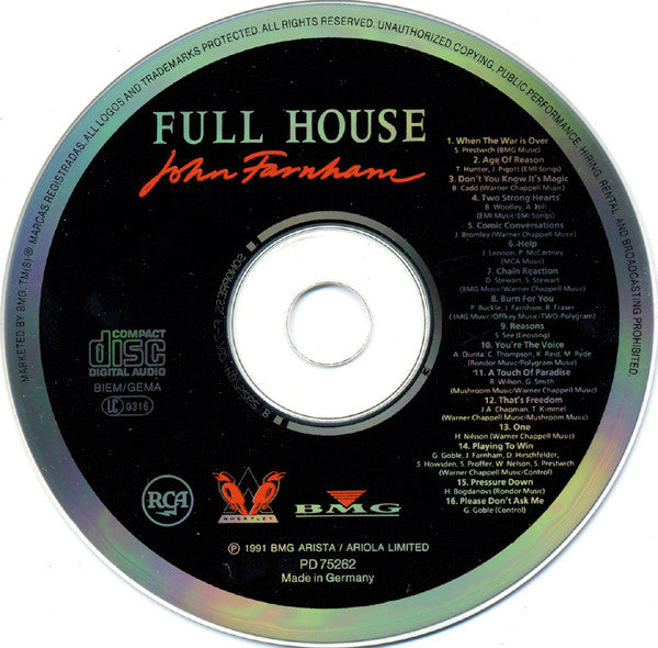 John Farnham : Full House (CD, Album)