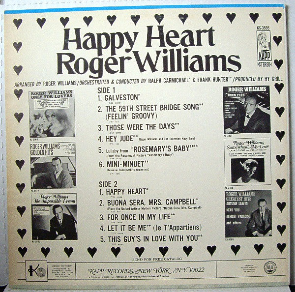Roger Williams (2) : Happy Heart (LP, Album)