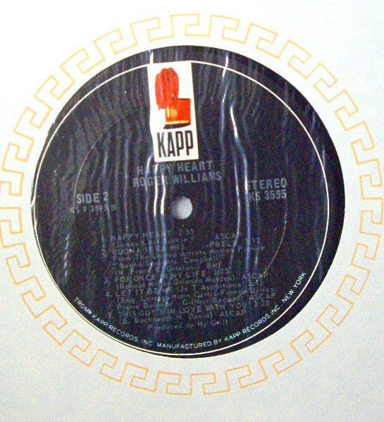 Roger Williams (2) : Happy Heart (LP, Album)