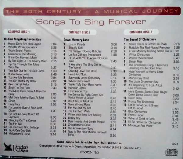 Various : Songs To Sing Forever (3xCD, Comp)