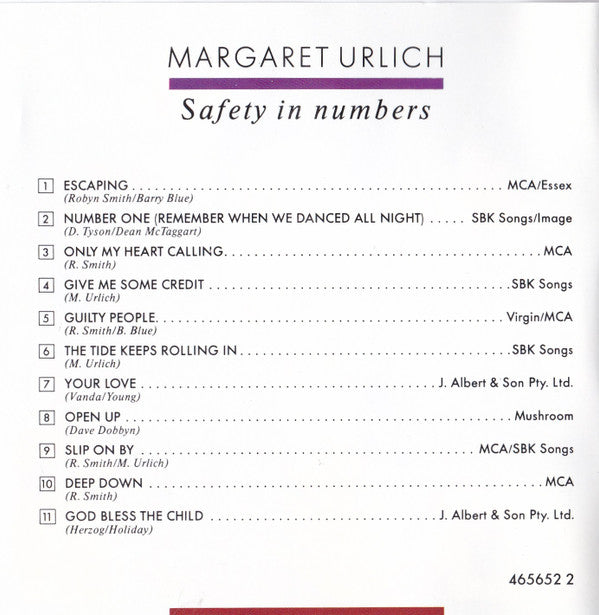 Margaret Urlich : Safety In Numbers (CD, Album)