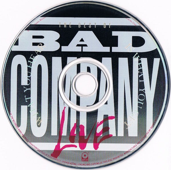 Bad Company (3) : The Best Of Bad Company Live...What You Hear Is What You Get (CD)