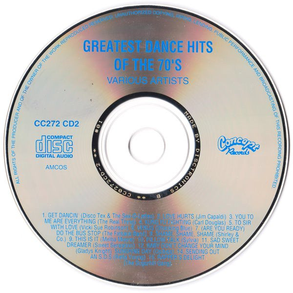 Various : Greatest Dance Hits Of The 70's (2xCD, Comp)