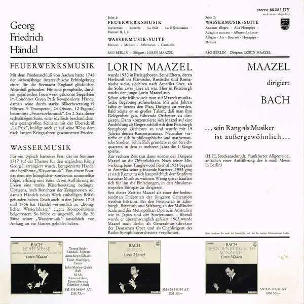 Händel* - Lorin Maazel, RSO Berlin* : Wassermusik-Suite / Feuerwerksmusik (LP)