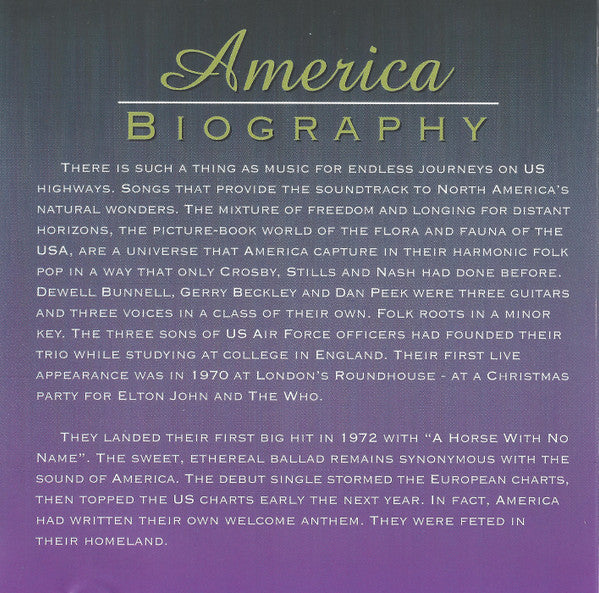 America (2) : The Best Of America (CD, Comp)