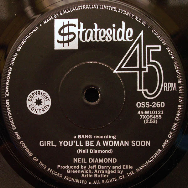 Neil Diamond : Girl, You'll Be A Woman Soon / You'll Forget (7", Single)