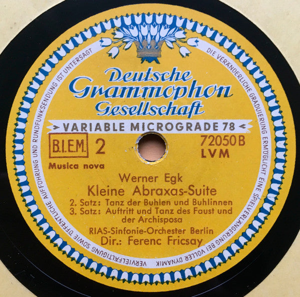 RIAS Symphonie-Orchester Berlin, Werner Egk, Ferenc Fricsay : Kleine Abraxas Suite (Shellac, 12")