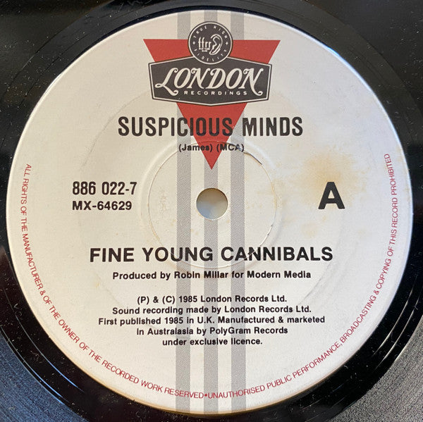Fine Young Cannibals : Suspicious Minds (7", Single)