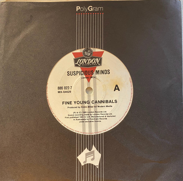 Fine Young Cannibals : Suspicious Minds (7", Single)