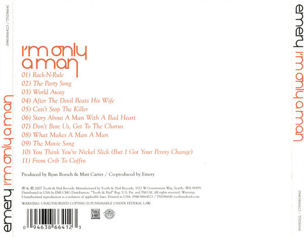 Emery : I'm Only A Man (CD, Album)