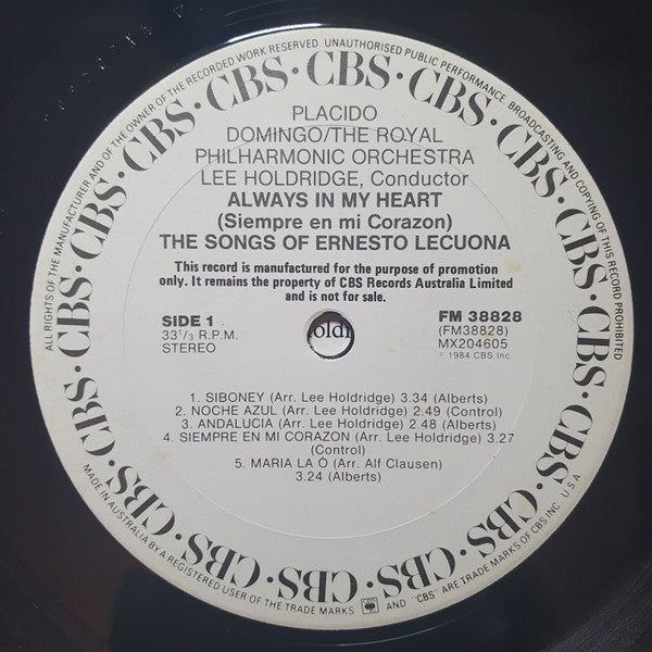 Domingo* : Always In My Heart = Siempre En Mi Corazón - The Songs Of Ernesto Lecuona (LP, Promo)