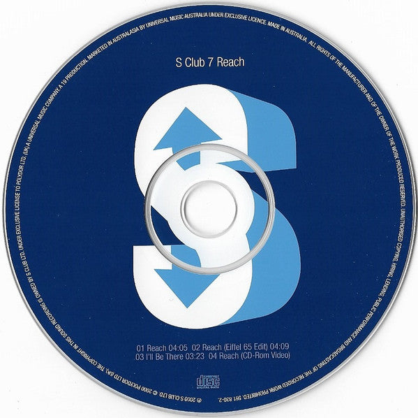 S Club 7 : Reach (CD, Single, Enh, Car)