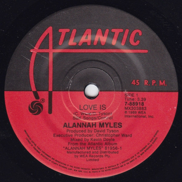 Alannah Myles : Love Is (7", Single)