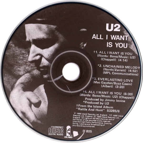 U2 : All I Want Is You (CD, Single, Car)
