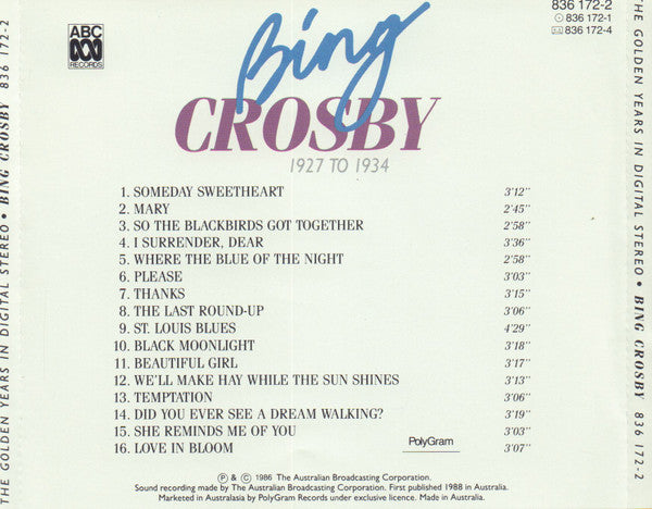 Bing Crosby : The Golden Years In Digital Stereo (CD, Comp)