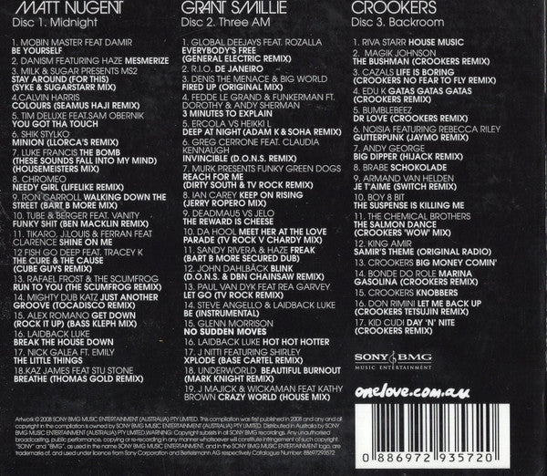 Grant Smillie / Crookers / Matt Nugent : Onelove Volume 8 - Sound Machine (3xCD, Comp, Mixed)