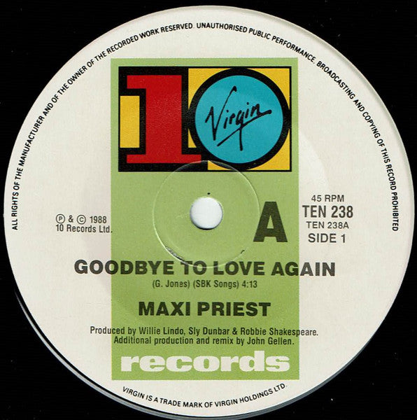 Maxi Priest : Goodbye To Love Again (7", Single)