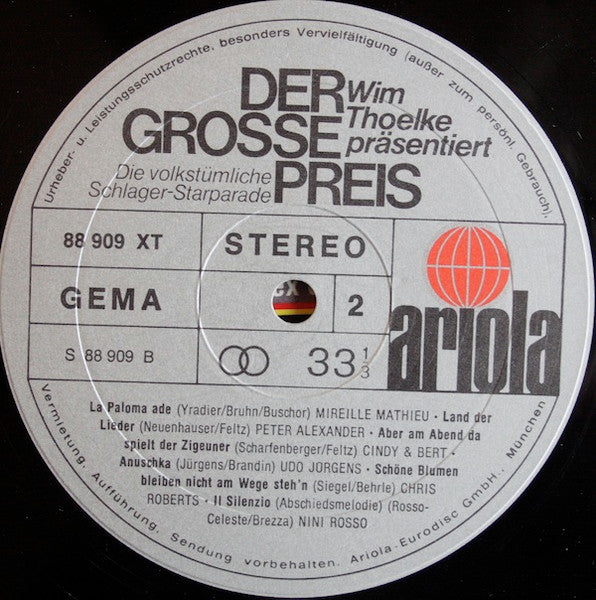 Various : Der Große Preis - Die Volkstümliche Schlager-Starparade (LP, Comp, Sil)