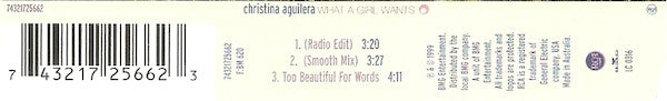 Christina Aguilera : What A Girl Wants (CD, Single)