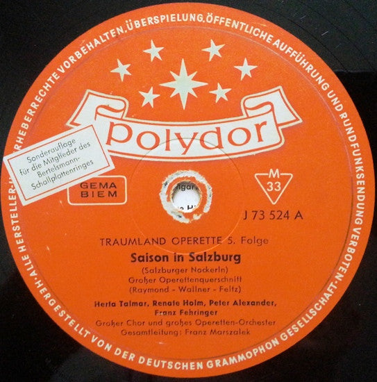 Various : Saison In Salzburg - Traumland Operette 5. Folge (10", Mono, Club)