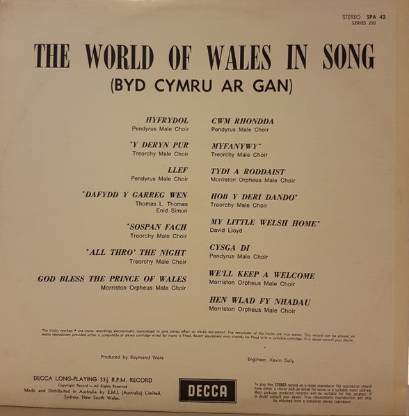 Various : The World of Wales in Song (Byd Cymru Ar Gân) (LP, Album)