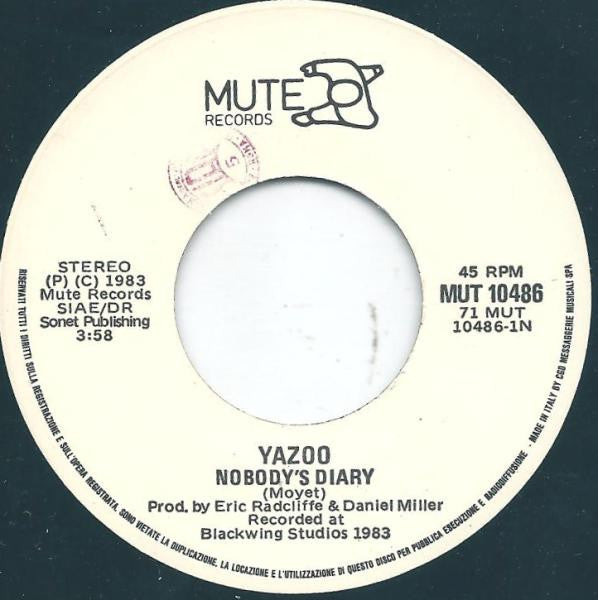 Yazoo : Nobody's Diary  (7")