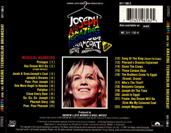 Andrew Lloyd Webber, Tim Rice Starring Jason Donovan : Andrew Lloyd Webber's New Production Of: Joseph And The Amazing Technicolor Dreamcoat (CD, Album, RE)